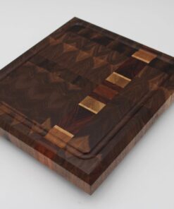 End Grain Walnut Board w/ Custom Inlay WALNUT CUTTING BOARD MADE WITH TIGERWOOD - MORADO - OAK - CURLY MAPLE INLAY