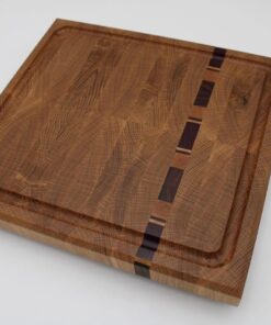 Oak End Grain Board w/ Inlay OAK  CUTTING BOARD MADE WITH MORADO - CURLY MAPLE - PURPLEHEARTWOOD - WENDGE INLAY